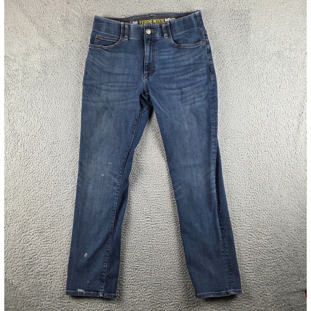 Lee Jeans Mens 32x32 Blue Extreme Motion‎ MVP Straight Fit Taper Leg Stretch